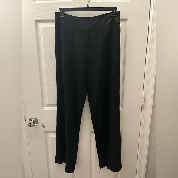 Jonathan Simkhai Satin-Combo Front-Slit Pants - Picture 3 of 6